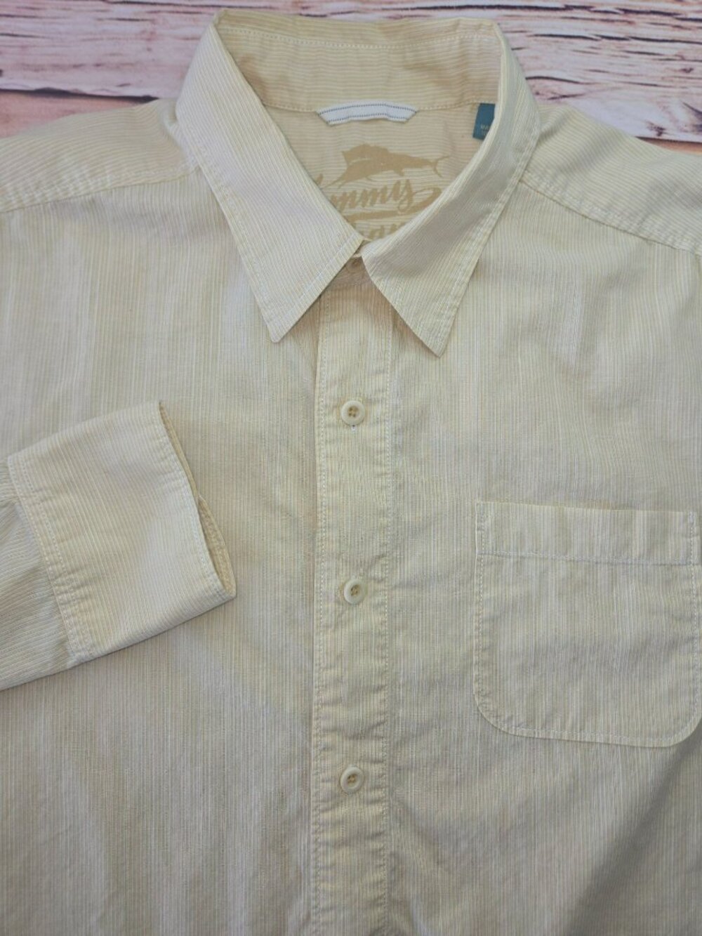 Tommy Bahama Yellow Striped Shirt Medium
